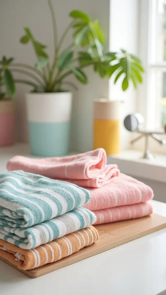 Swap in Striped Towels for Instant Pattern (Without Visual Clutter)