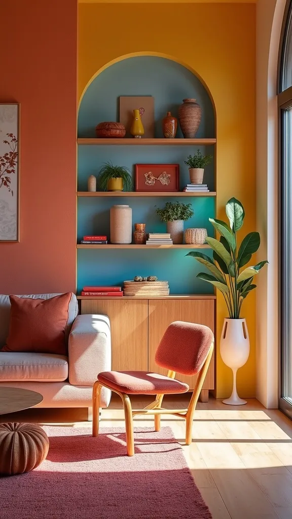 Style shelves with the “rainbow + negative space” method