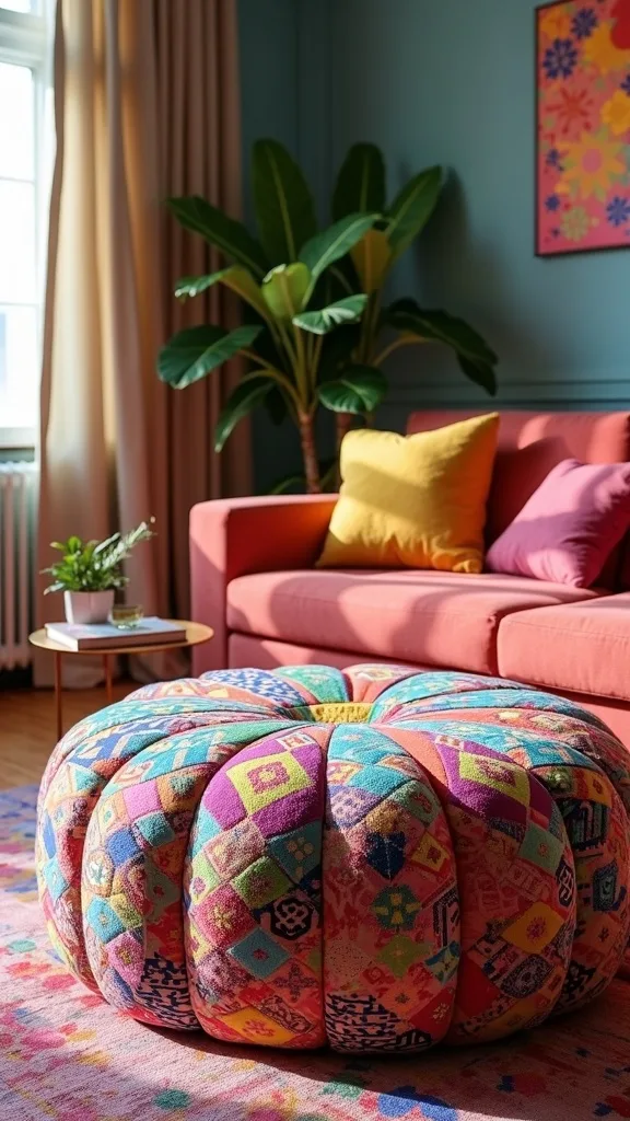 Use a statement ottoman as your pattern playground