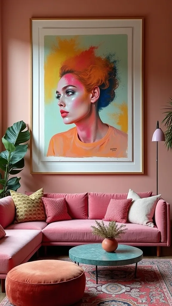 Add one oversized art piece to calm down a busy gallery wall