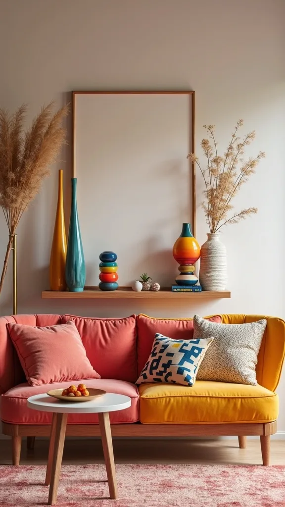 Style a console table with tall-short-tall symmetry (but varied objects)