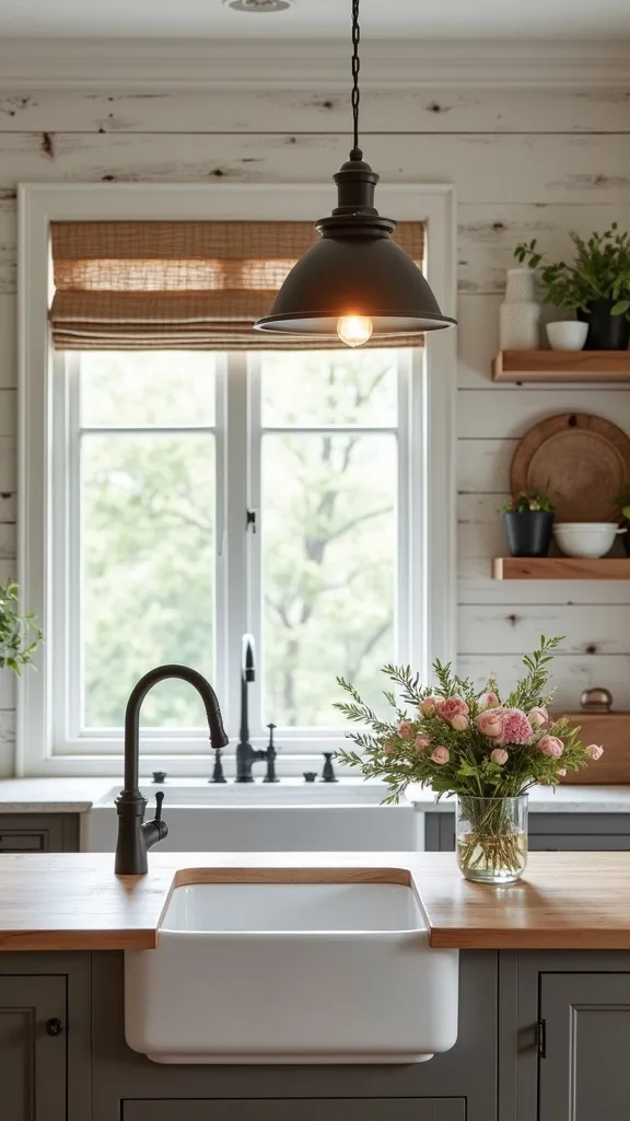 Add a Statement Pendant Over the Sink or Island