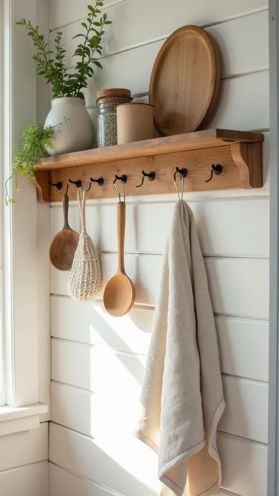 Hang a Simple Rail for Towels, Utensils, and Summer Herbs