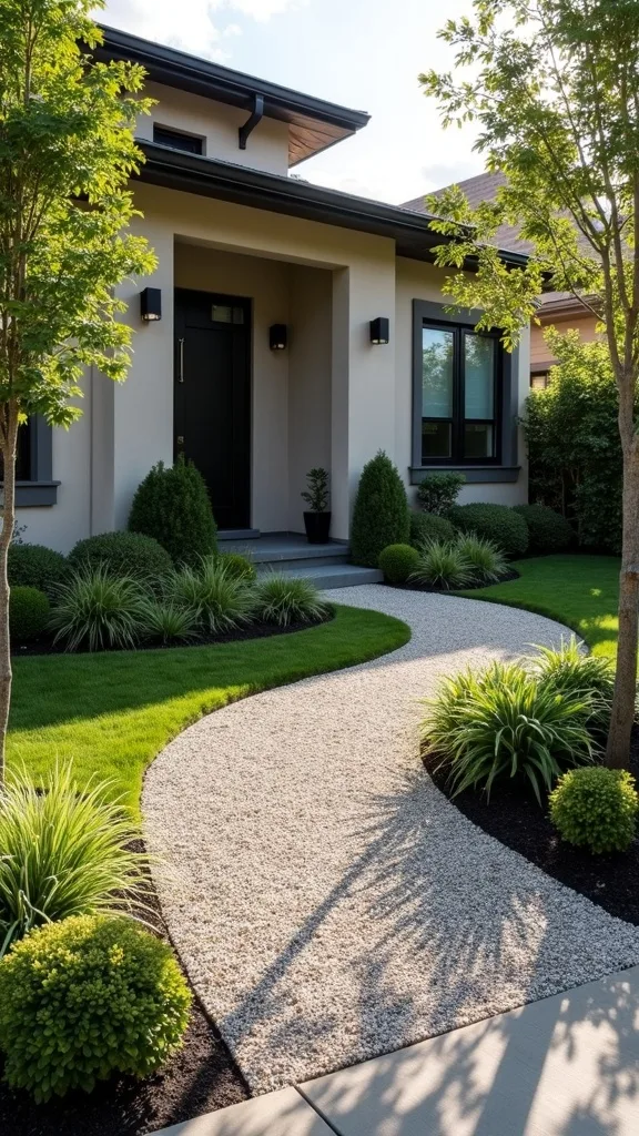 Swap tired mulch for gravel accents to modernize the beds