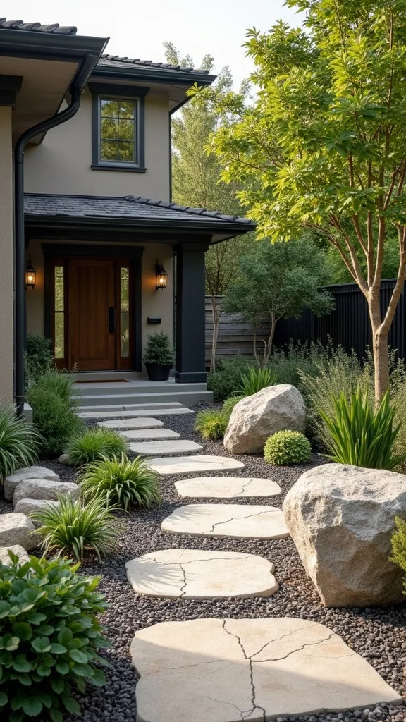 Use large boulders or stone accents for grounded, natural luxury