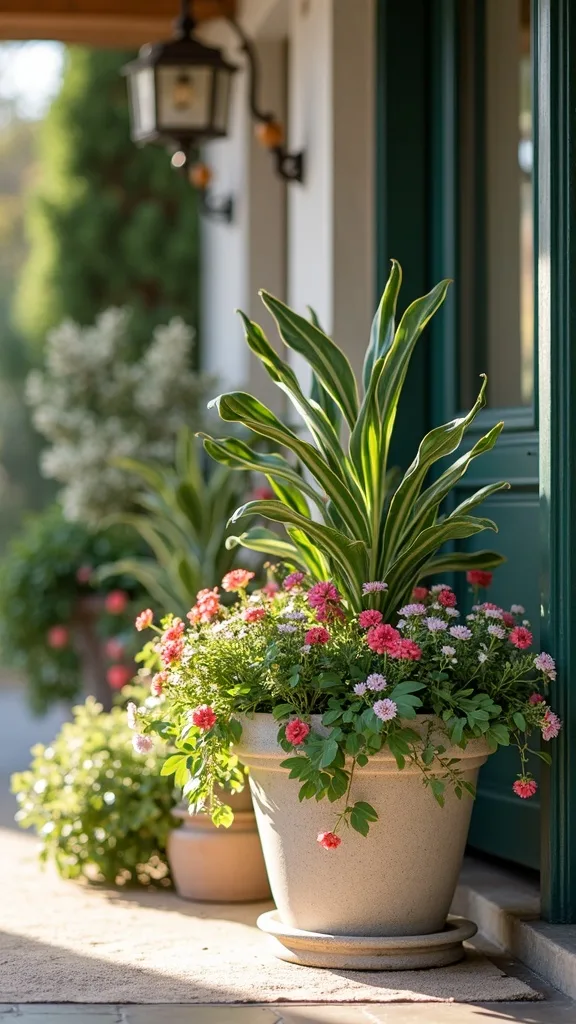 Create a seasonal container garden to keep the entry fresh