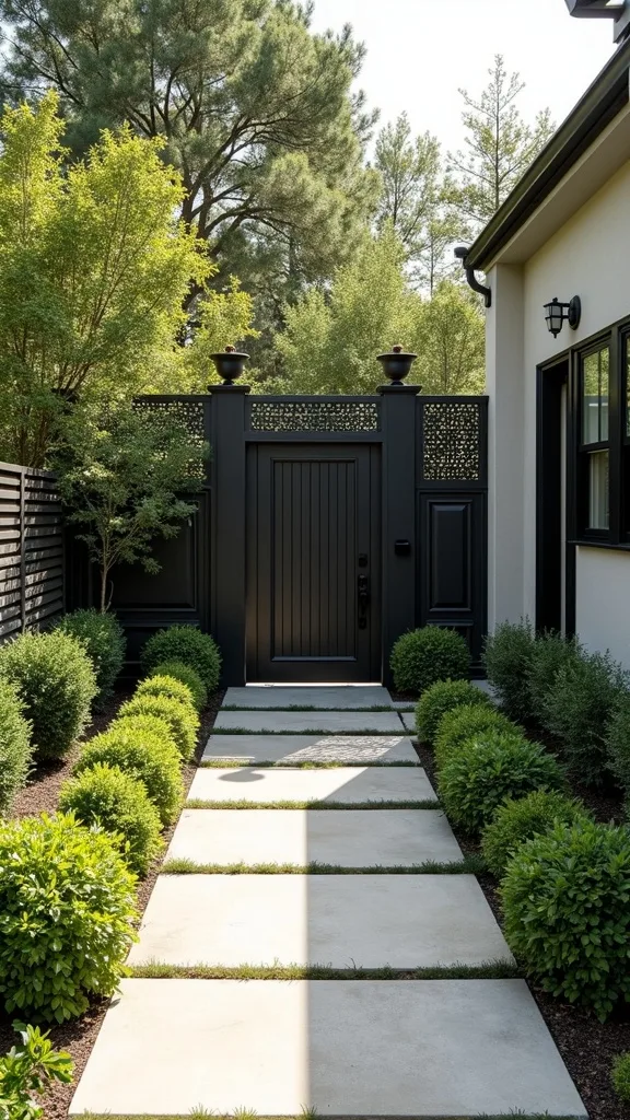 Add privacy with a low screen of shrubs or decorative panels