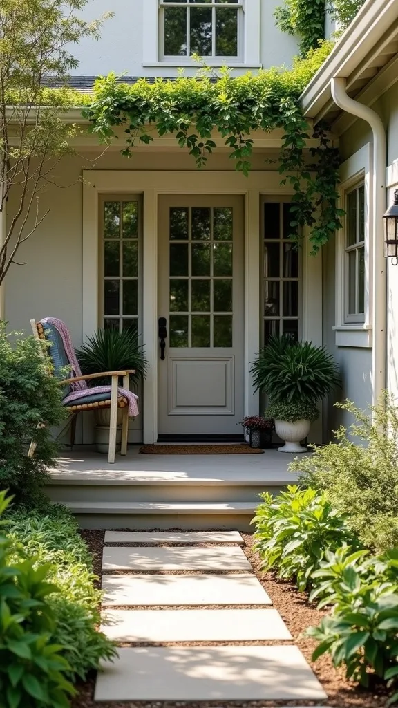 Create a welcoming “pause” with a front yard bench vignette