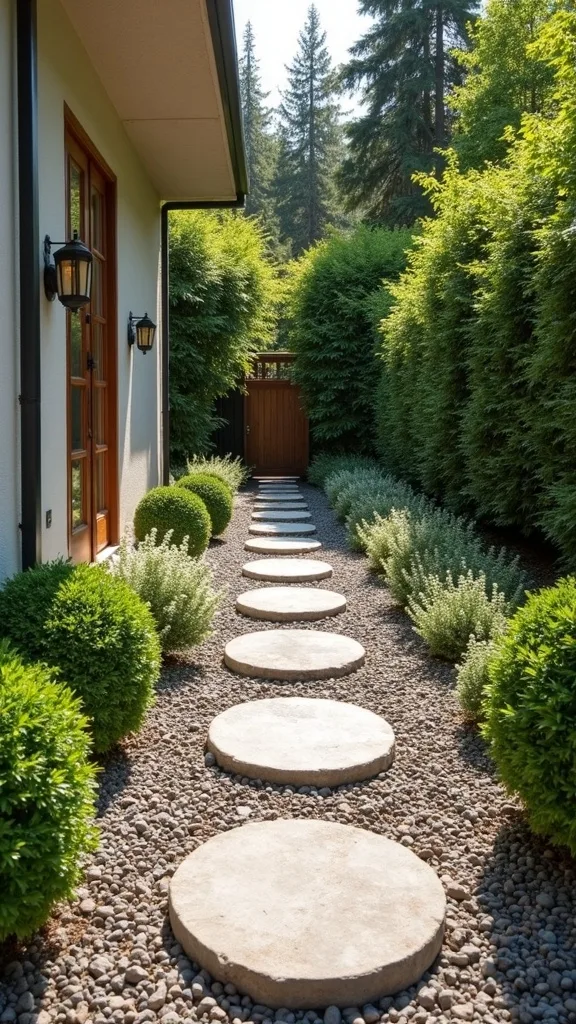 Upgrade your walkway with oversized stepping stones and gravel