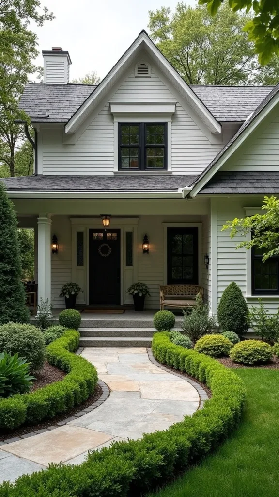 Add a low hedge to outline beds and sharpen the architecture