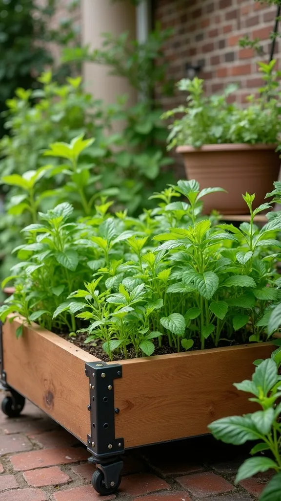 Patio-Friendly Raised Bed Garden on Locking Casters