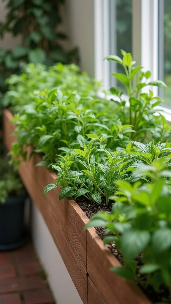 Narrow Deck Rail Herb Trough for Small Space Cooking