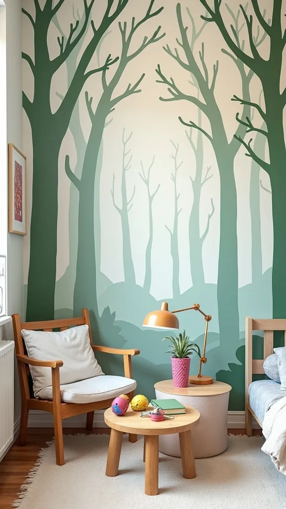 Use Removable Wall Decals to Extend the Forest Beyond the Mural