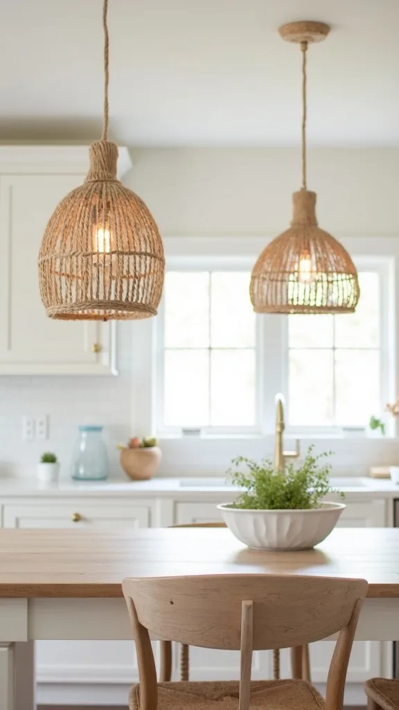 Coastal Rope or Seagrass Pendants for Texture on a Budget