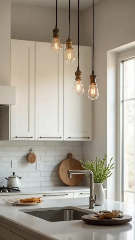 Mini Pendants Over a Coffee or Beverage Station