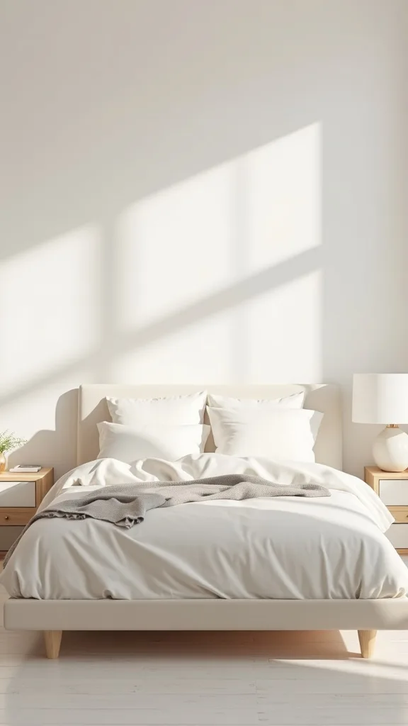 Start with the Core Summer Setup: Platform Bed, One Nightstand, Neutral Linen, One Sculptural Lamp