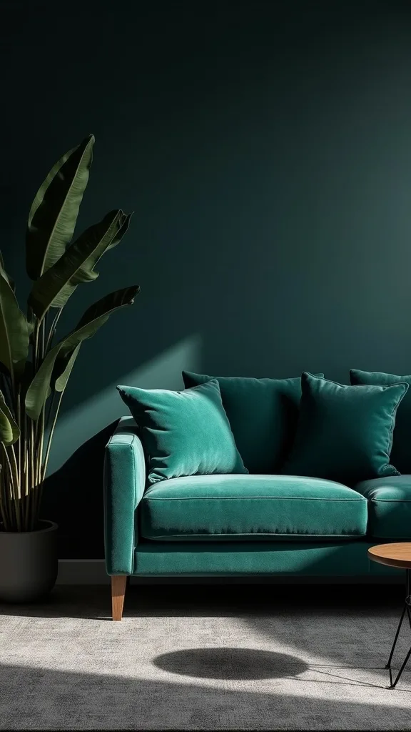 Use a Deep Teal Velvet Sofa as the Color Anchor