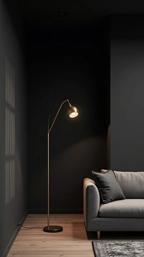 Add a Gold Arc Floor Lamp Without Crowding the Walkway