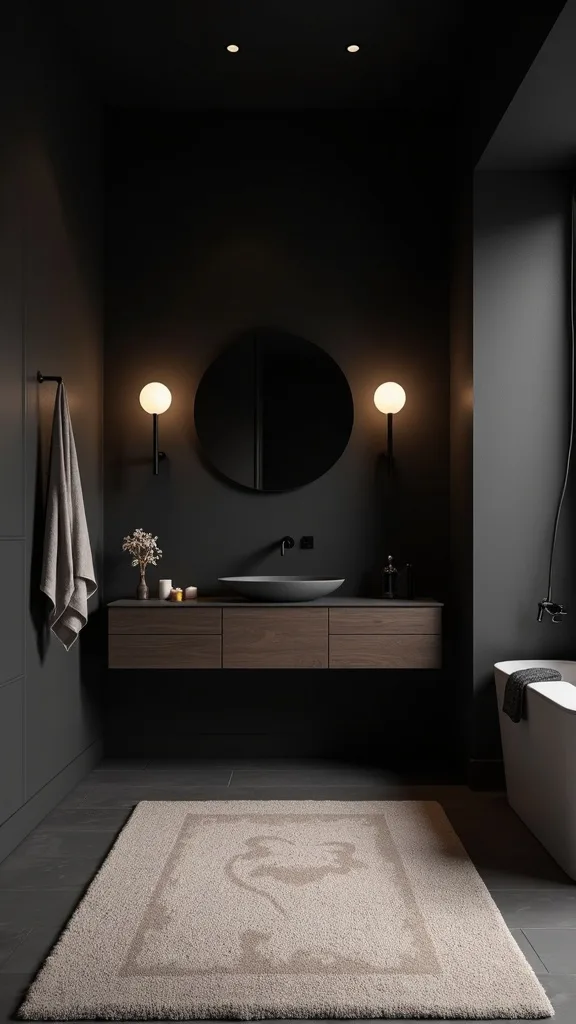 Balance Dark Walls With a Light, Textured Area Rug