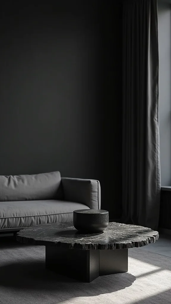 Style a Coffee Table With Dark Stone and One Reflective Piece