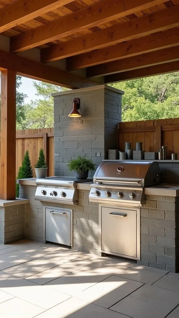 Cinder Block + Concrete Counter Core Build (Grill + Fridge + Pergola)
