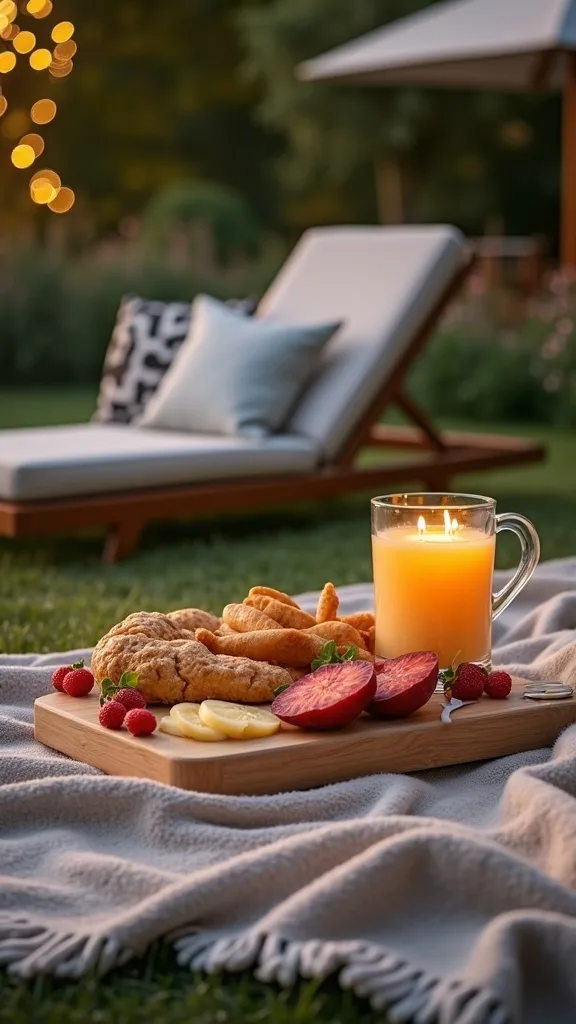 Date-Night Version: Two Chaise Lounges, One Blanket, and a Snack Board