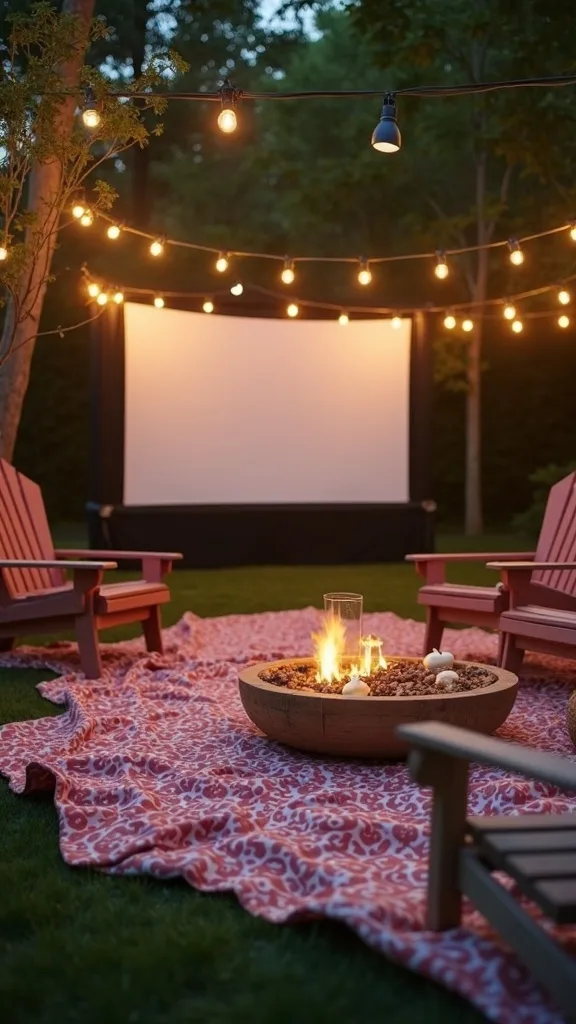 DIY Outdoor Theater Layout: Front Blankets, Back Chairs, Side Snack Lane
