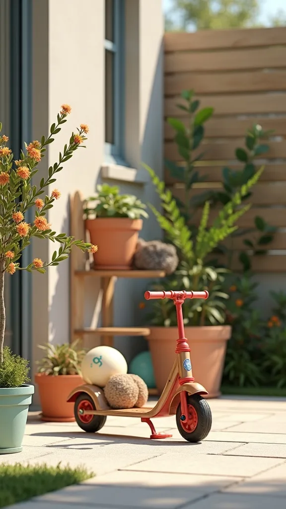 Outdoor Toy Parking (Scooter Rack + Ball Corral)