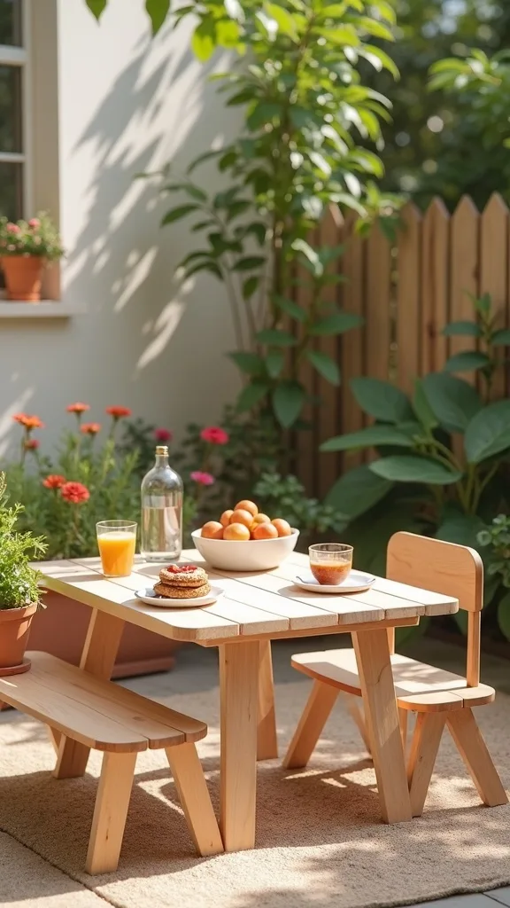 Mini Picnic + Snack Prep Spot (Kid Table + Handwashing)