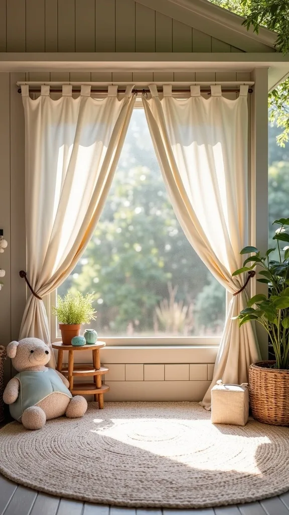 DIY Mini Stage for Performances (Outdoor Rug + Curtain)