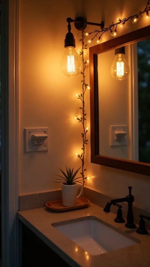 Mixing Edison Bulbs and Fairy Lights Outdoor Without Visual Clutter
