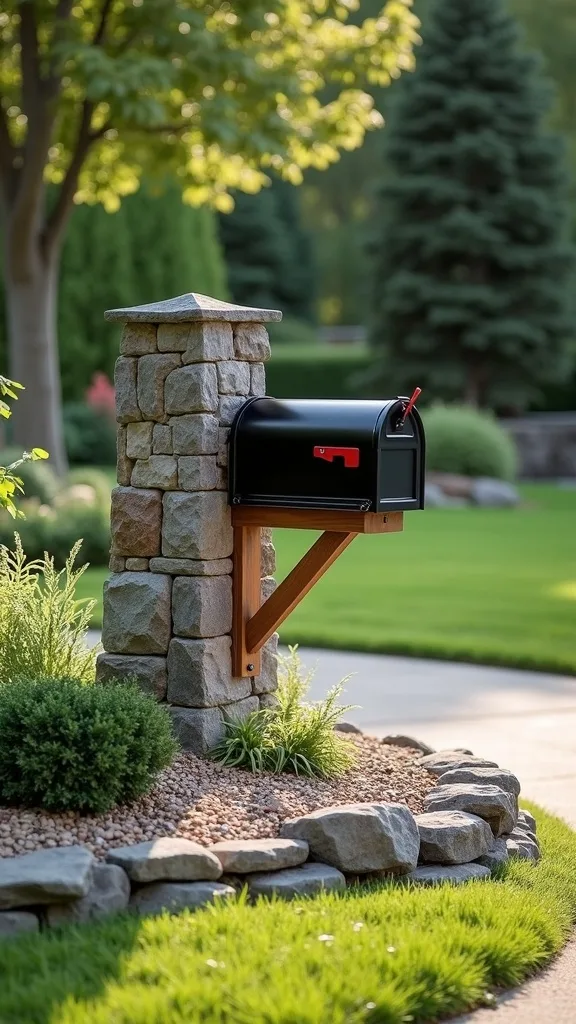 Mailbox or Post Base Rock Collar for Easy Trimming
