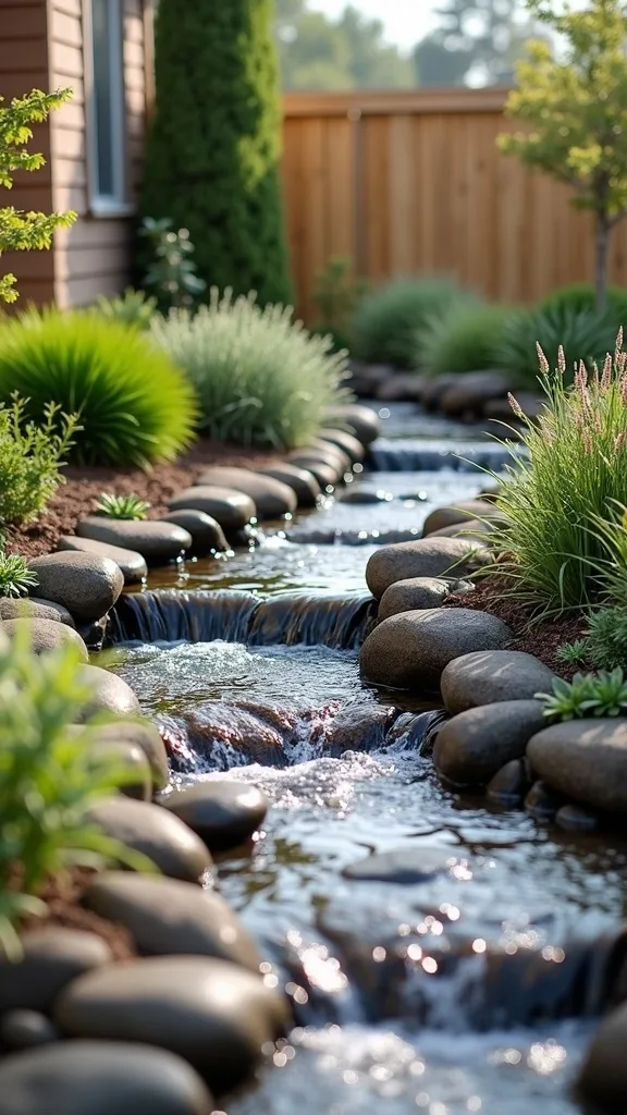 Downspout Splash Pad with River Rock to Prevent Erosion