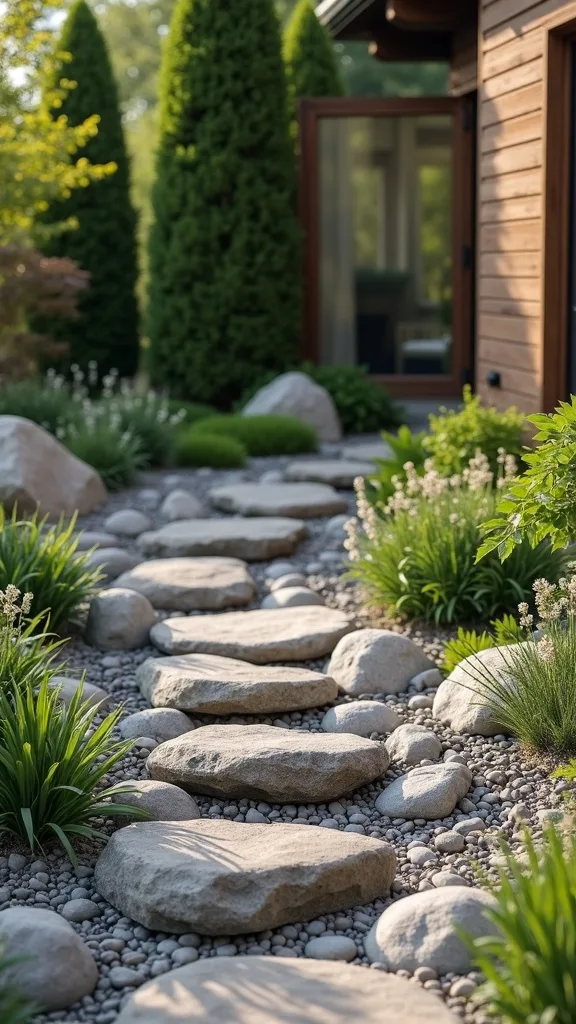 Boulder + River Rock Focal Point for a Natural Corner Feature