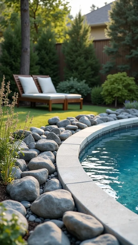 River Rock Around Pool for a Clean, Splash-Resistant Border