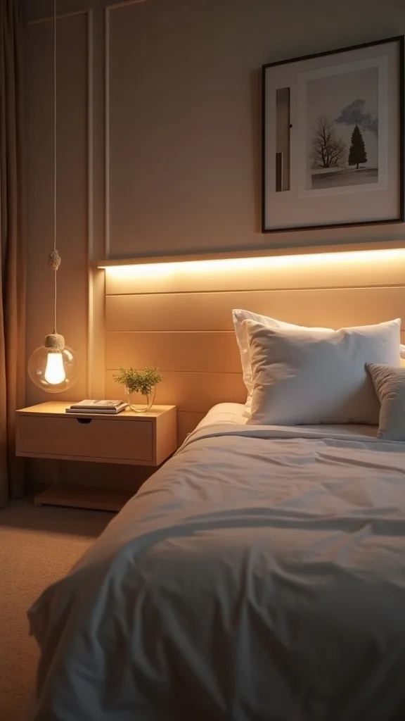 Smart LED Strip Behind the Headboard for a Soft Halo Glow