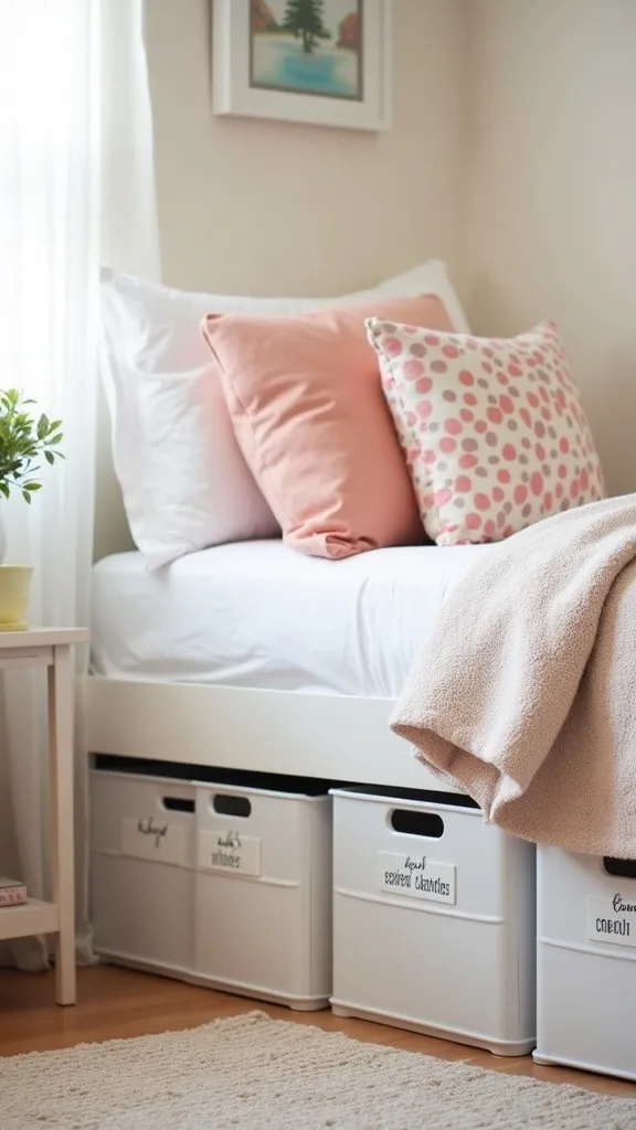 Use Under-Bed Storage Bins with Labels (So It Stays Organized)