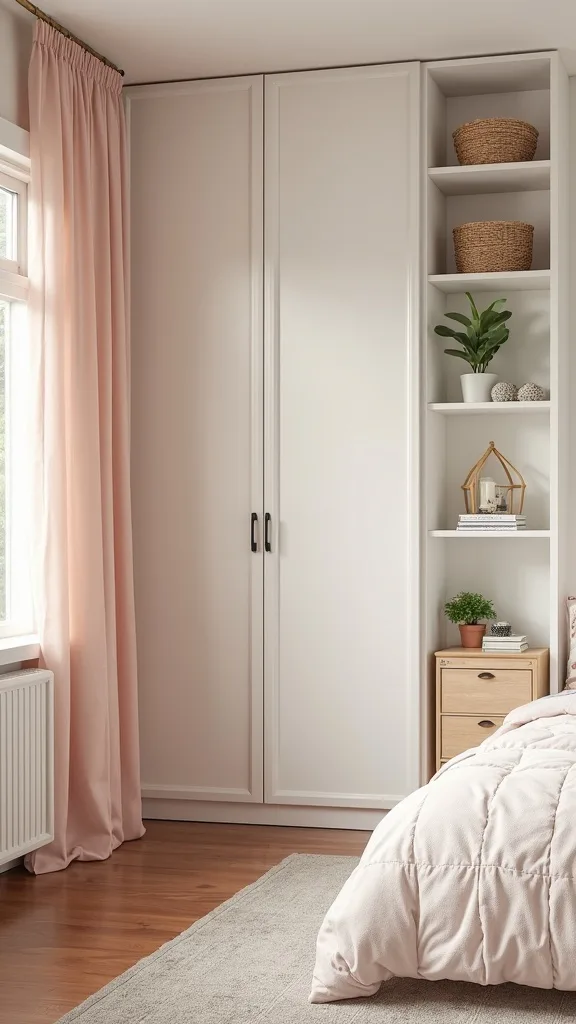 Use a Curtain to Hide Open Shelving (Instant Calm)