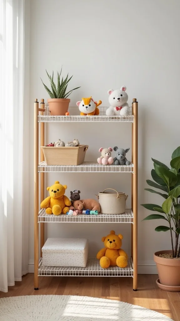 Use a 3-Tier Wire Shelf for “Toy Rotation”