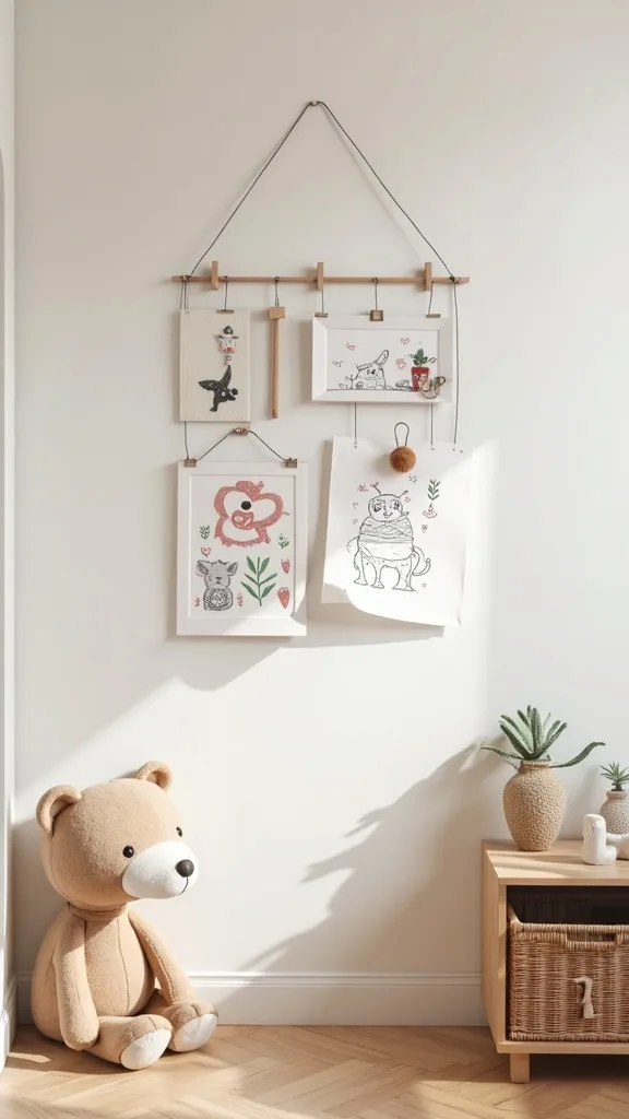 Mount a 6-Foot Gallery Wire with Clips for Rotating Kid Art