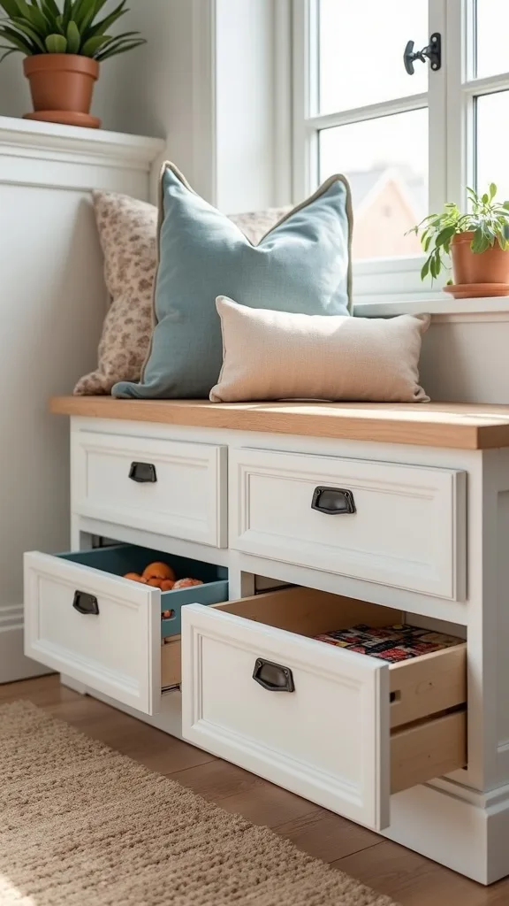 Use Under-Bench Drawers for Board Games and Puzzles
