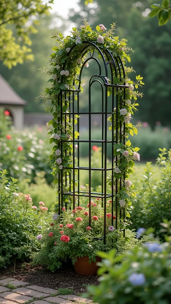 Obelisk Trellis for a Flower Bed Centerpiece