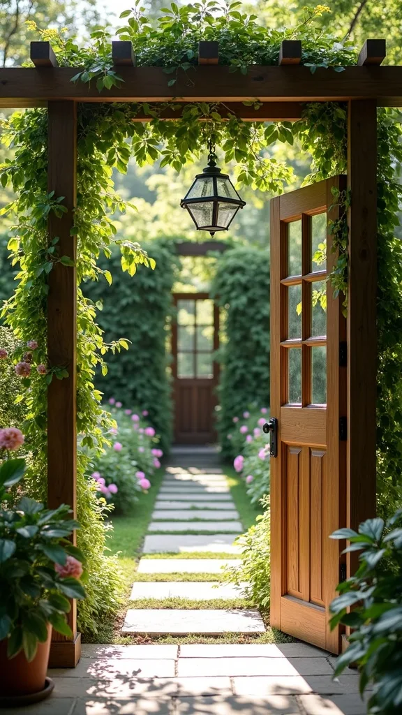 Trellis Gate Entry to Define Garden Zones