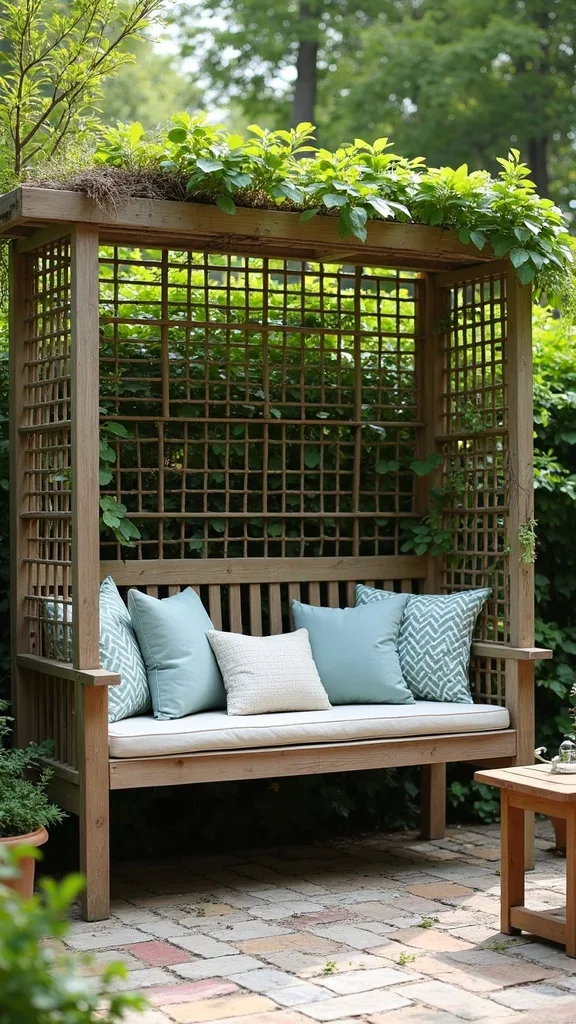 Trellis Behind a Garden Bench to Create a Backdrop