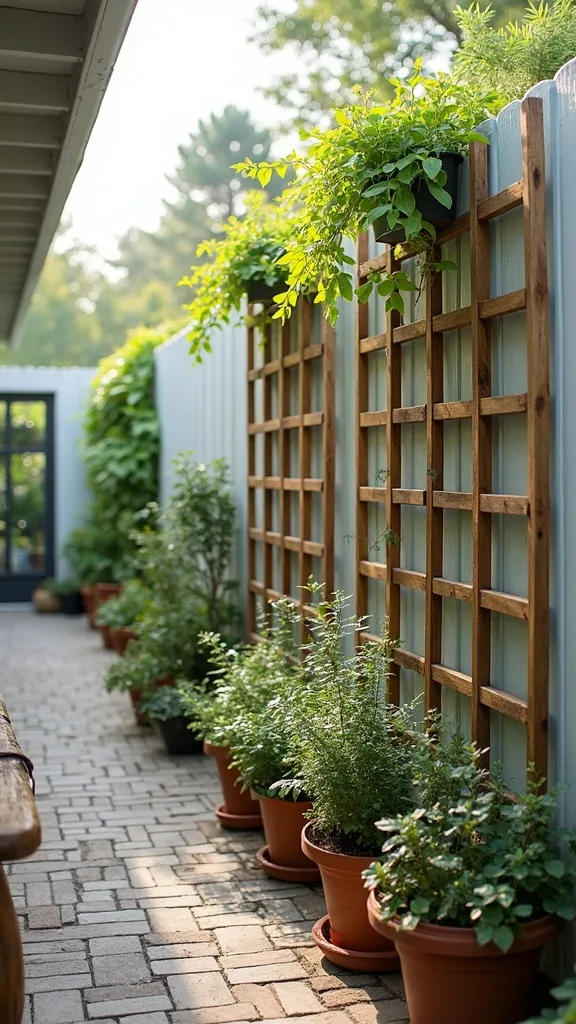 Ladder-Style Trellis for a Narrow Side Yard