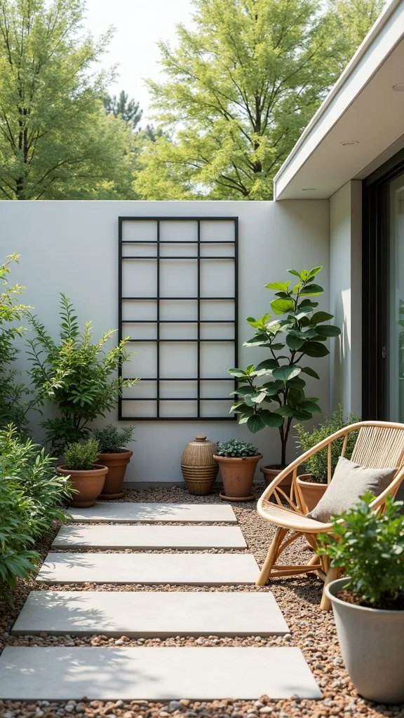 Grid Trellis Panel for a Clean, Modern Backyard