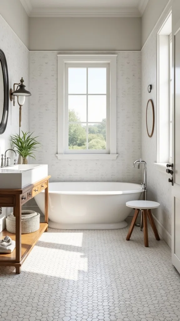 Lay a penny tile bathroom floor that feels tailored, not busy