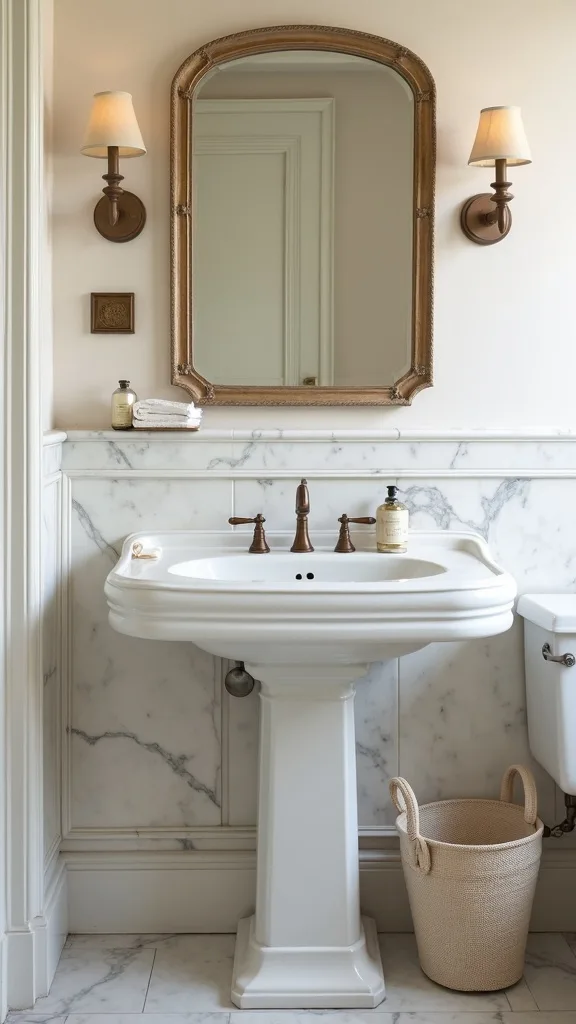 Make a pedestal sink feel practical with hidden storage
