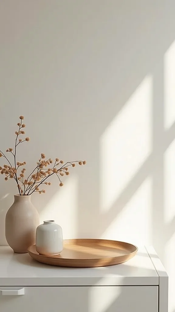 Use a low tray to corral daily items without visual noise