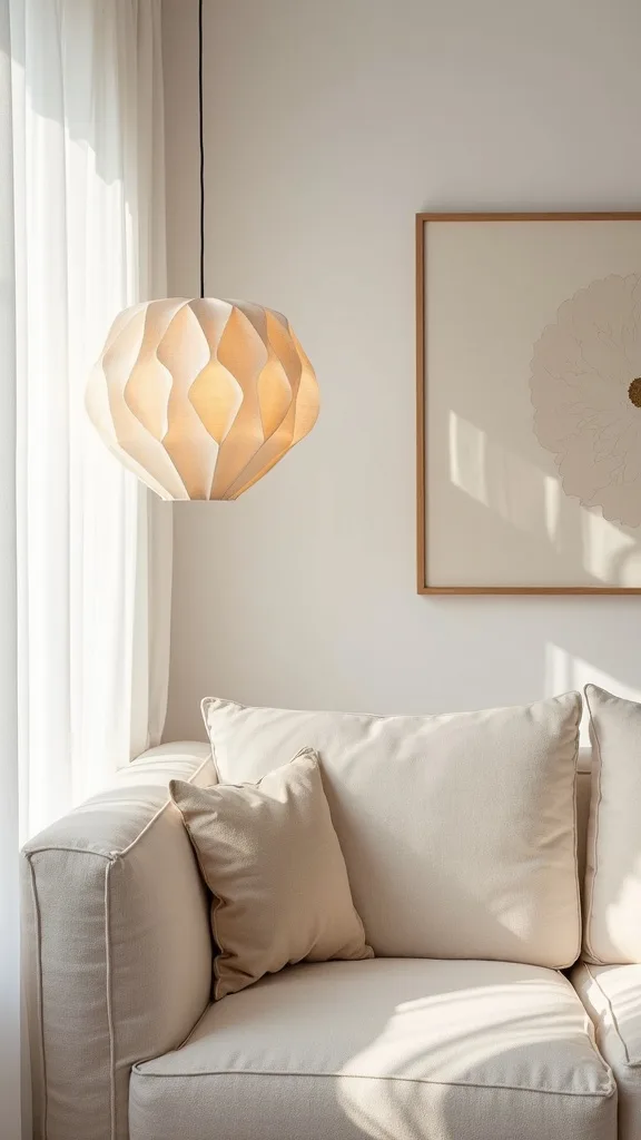 Introduce paper elements: shoji-inspired lampshades or washi art